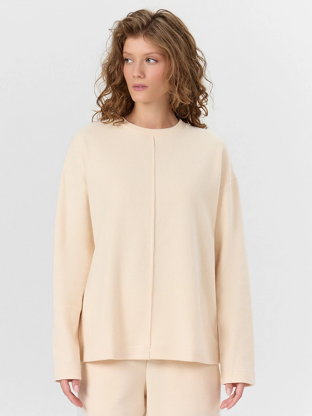 Комплект женский бежевый: джемпер и брюки - 3