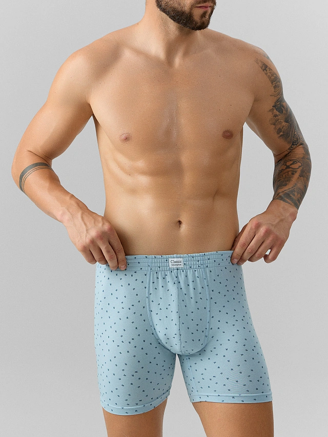 Трусы боксеры мужские голубые с принтом - 3