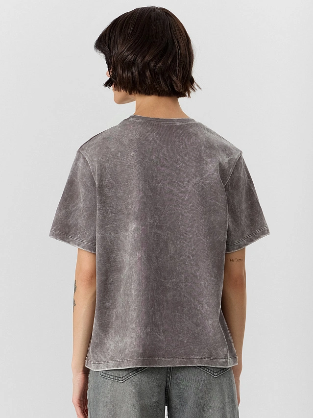 Футболка женская серая со стразами - 3