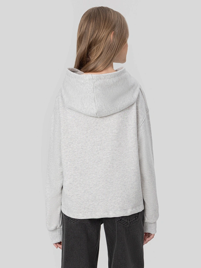 Худи для девочек серое с принтом и надписью "gentle" - 3