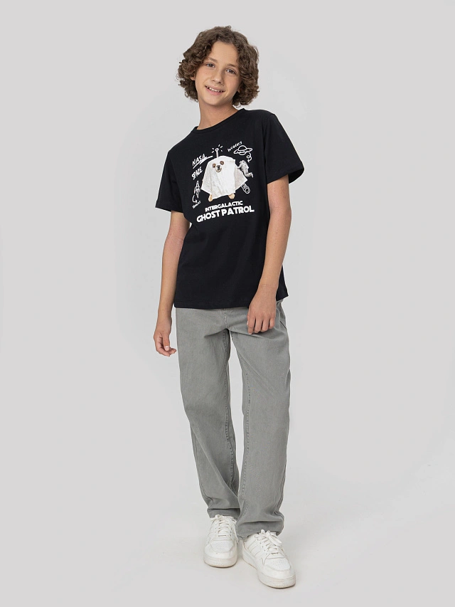 Футболка для мальчиков черная с принтом - 4