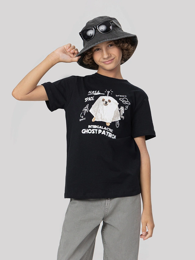 Футболка для мальчиков черная с принтом - 6