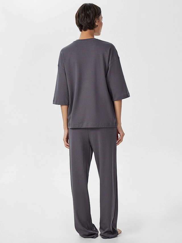 Комплект домашний серый с принтом "Love me" - 3