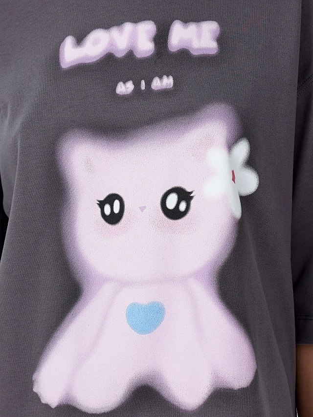 Комплект домашний серый с принтом "Love me" - 5