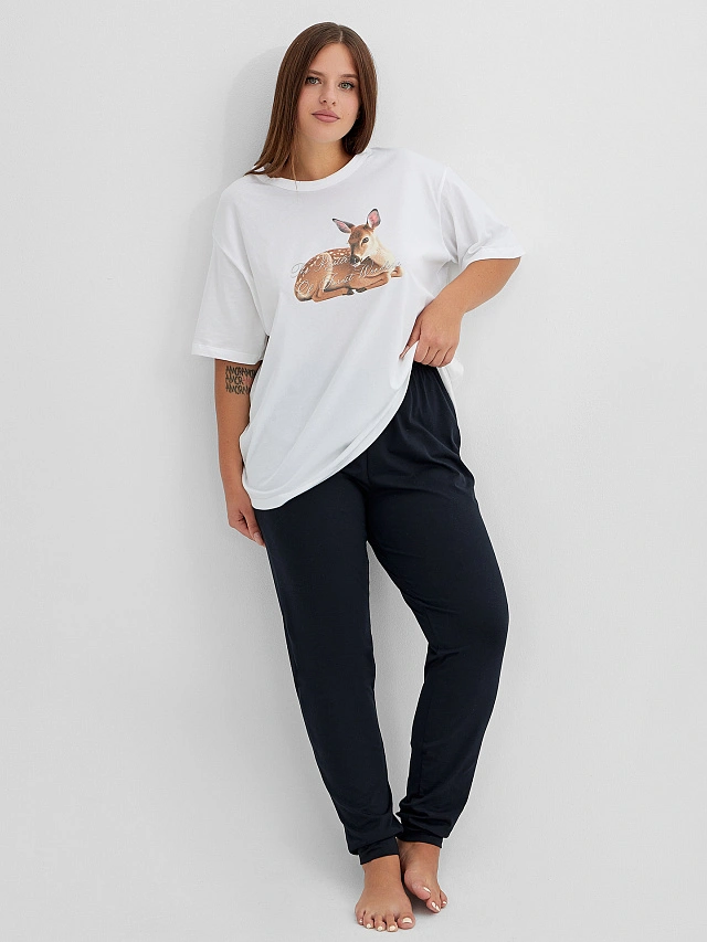 Комплект домашний: футболка и брюки с принтом - 9