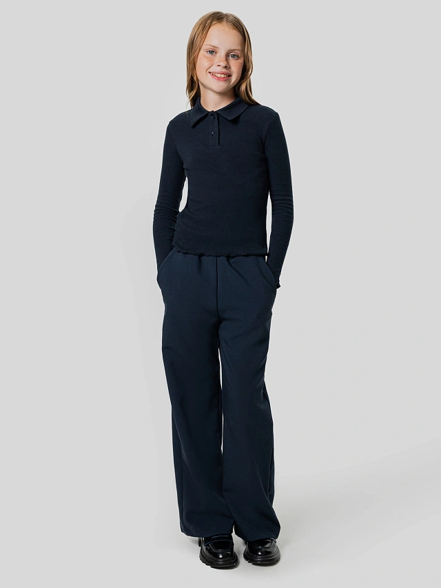 Поло для девочек синее - 5