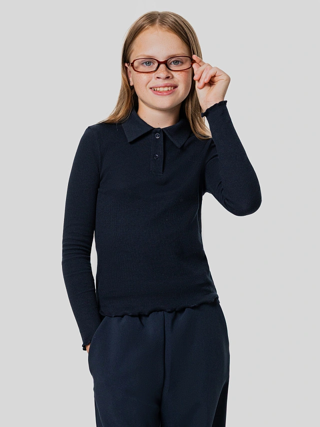 Поло для девочек синее - 9