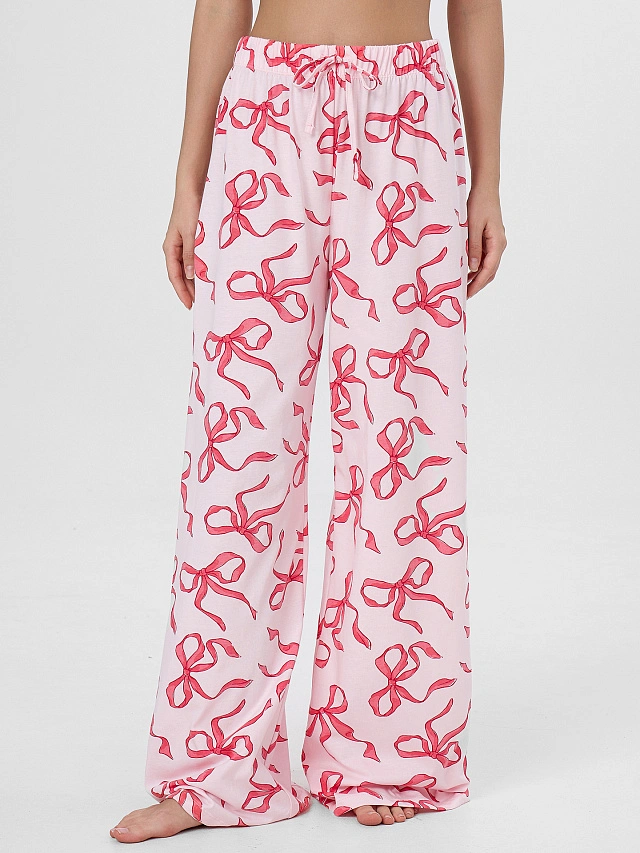 Комплект домашний женский розовый с бантиками - 5