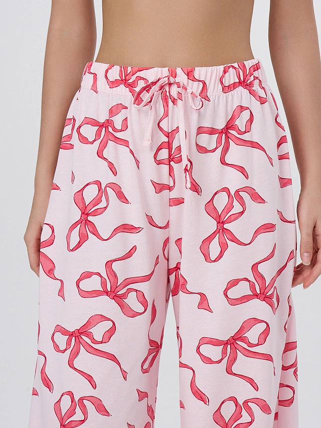Комплект домашний женский розовый с бантиками - 7