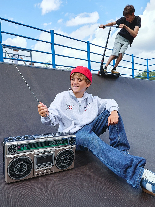 Толстовка для мальчиков серая с принтом - 3