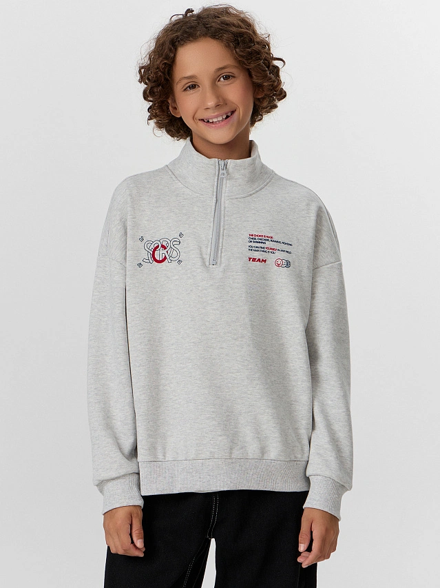 Толстовка для мальчиков серая с принтом - 5