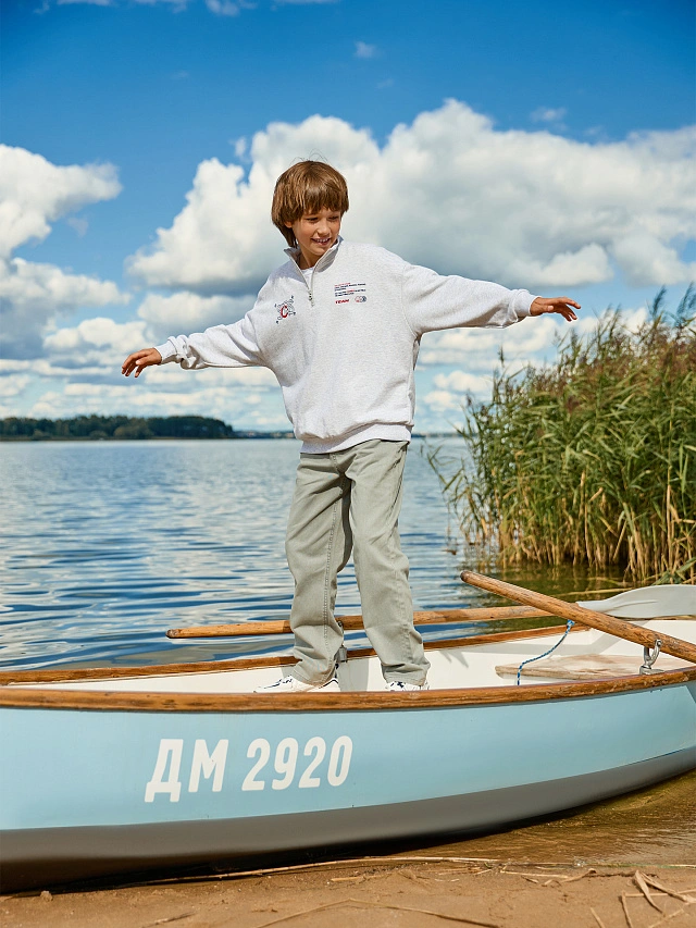Толстовка для мальчиков серая с принтом - 12