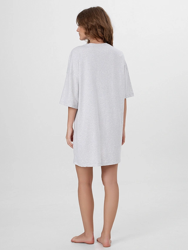 Туника домашняя женская серая с принтом - 3