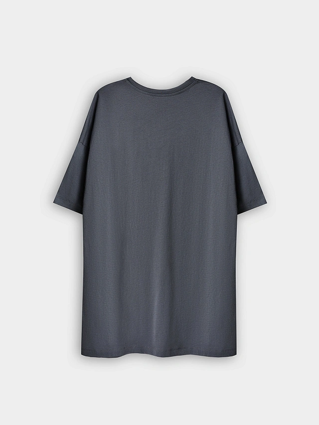 Туника домашняя женская серая с принтом и надписью - 8