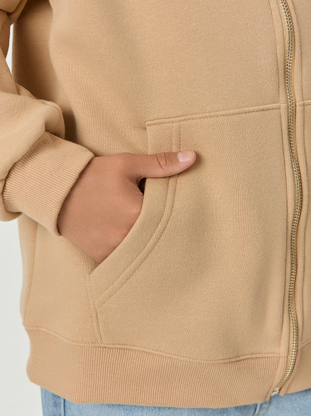Толстовка для мальчиков бежевая на молнии - 7
