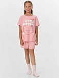 Комплект домашний  для девочек розовый с принтом