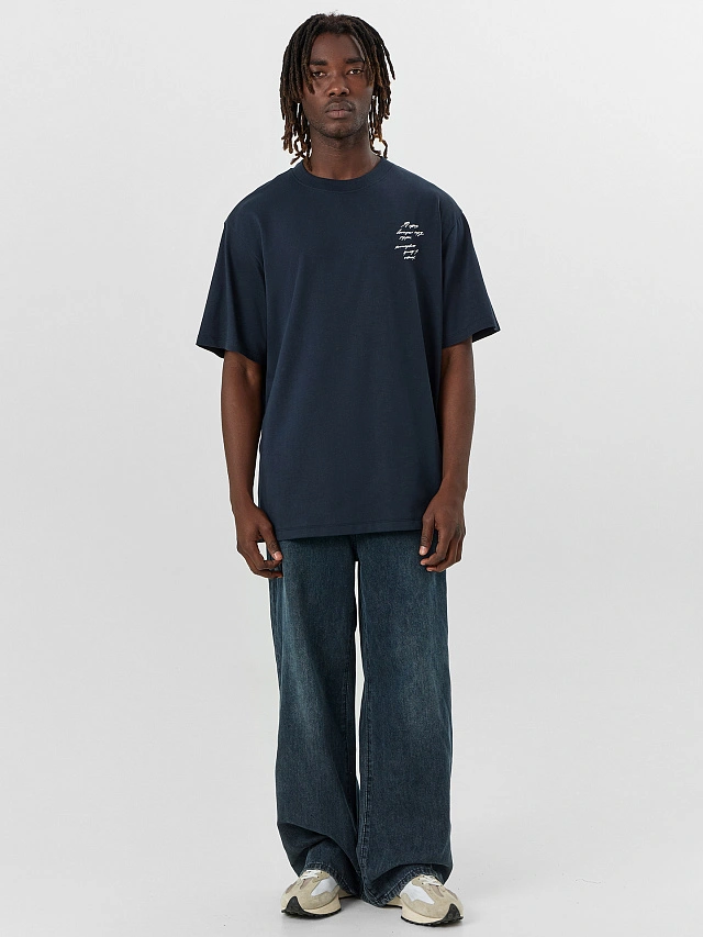 Футболка мужская синяя с принтом - 5