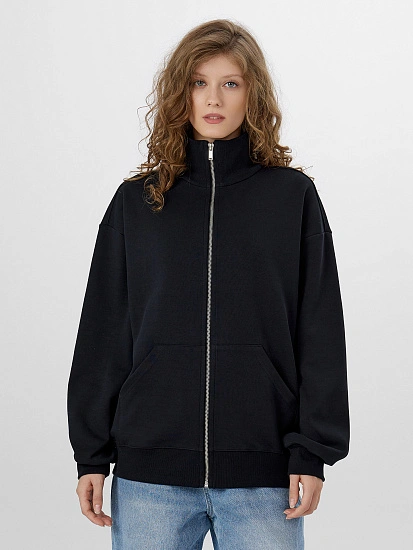 картинка Толстовка женская черная на молнии от магазина стильной одежды Mark Formelle