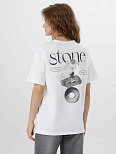 Футболка женская белая с надписью "Stone all natural"