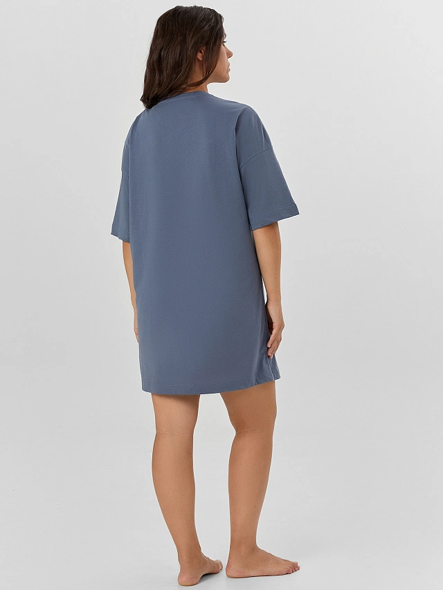 Туника домашняя женская серая с надписью "Full time beauty" - 3