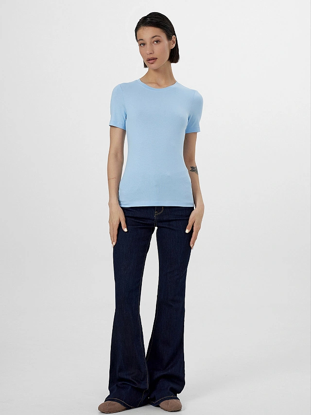 Футболка женская голубая - 4