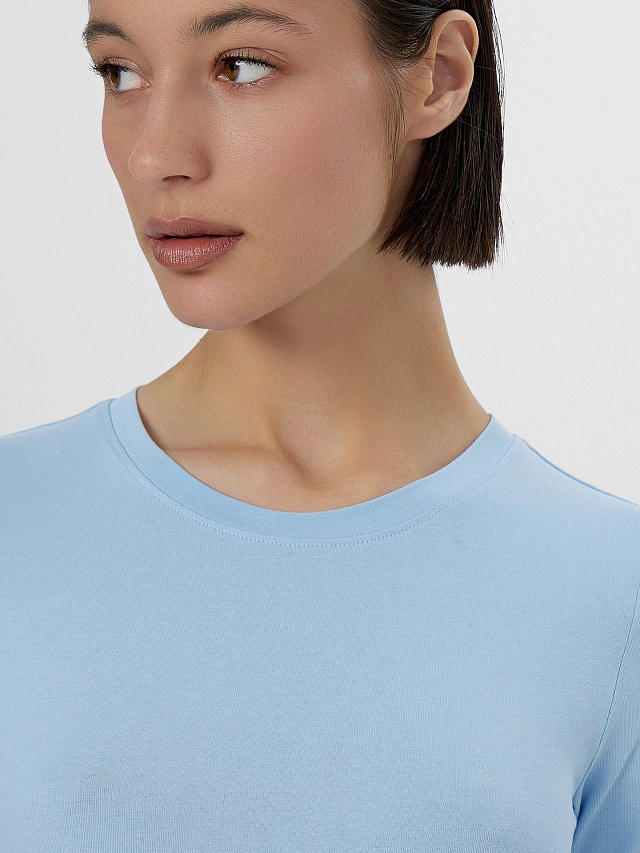 Футболка женская голубая - 5