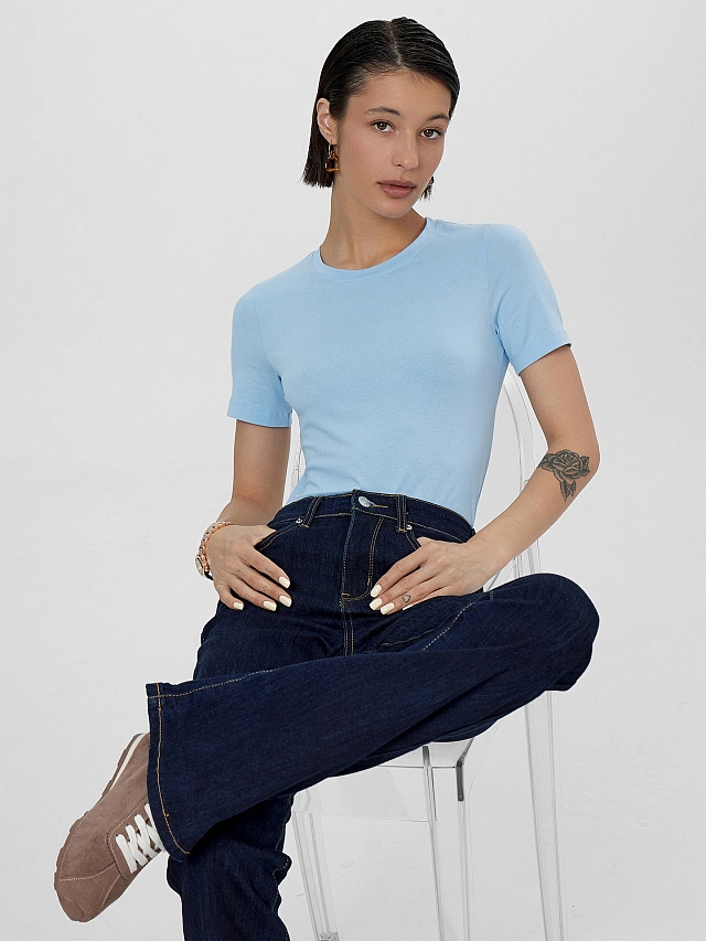 Футболка женская голубая - 7