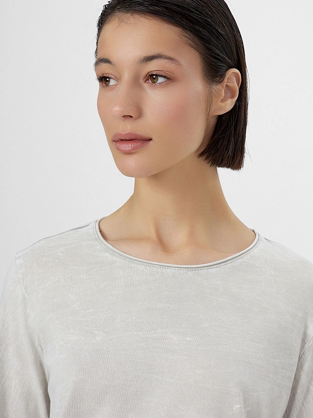 Лонгслив женский серый с обработкой эйсид - 5