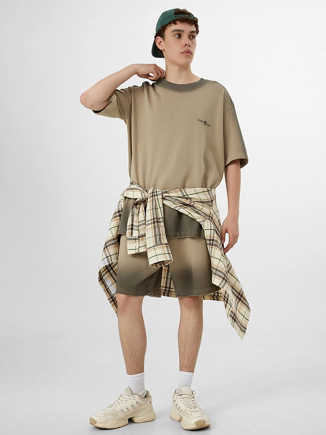 Комплект мужской коричневый: футболка и шорты - 10