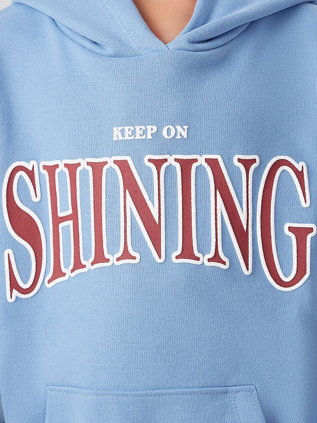 худи для девочек голубое с надписью "keep on shining" - 6