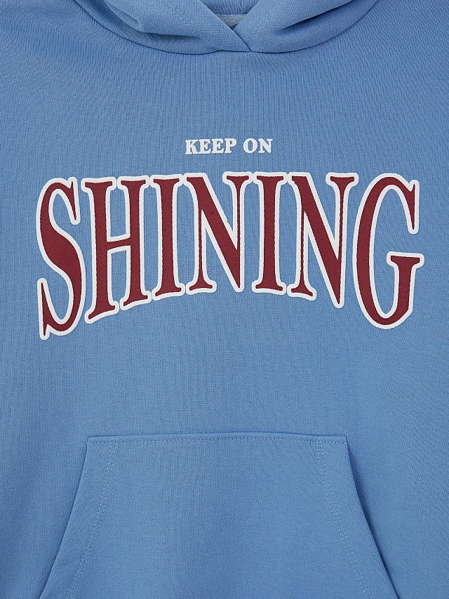 худи для девочек голубое с надписью "keep on shining" - 12