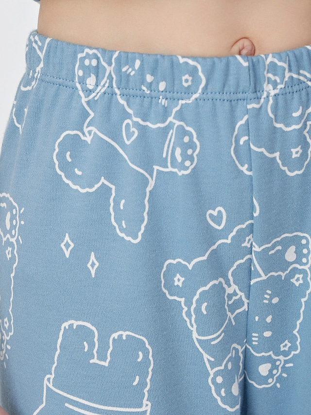 Комплект для девочек голубой с принтом "мишки" - 7