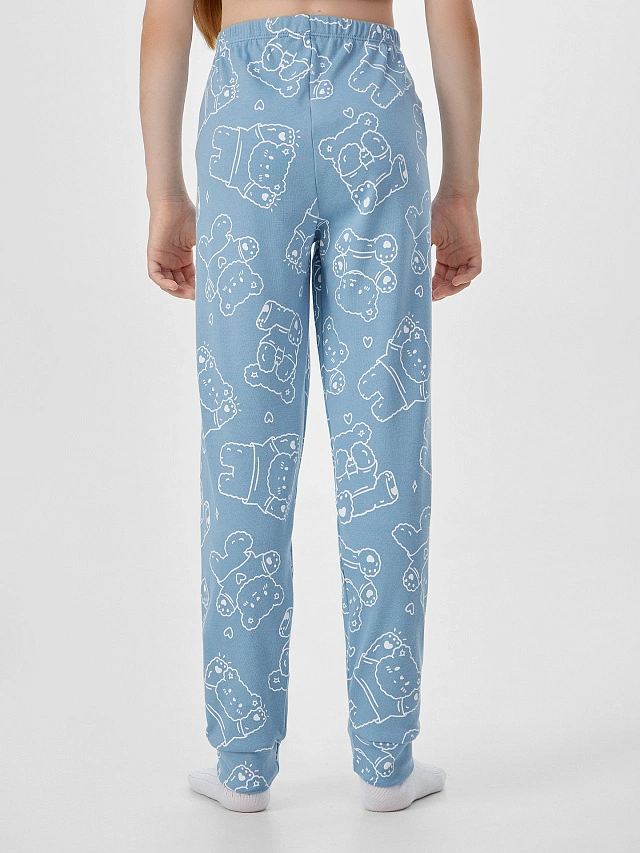 Комплект для девочек голубой с принтом "мишки" - 8