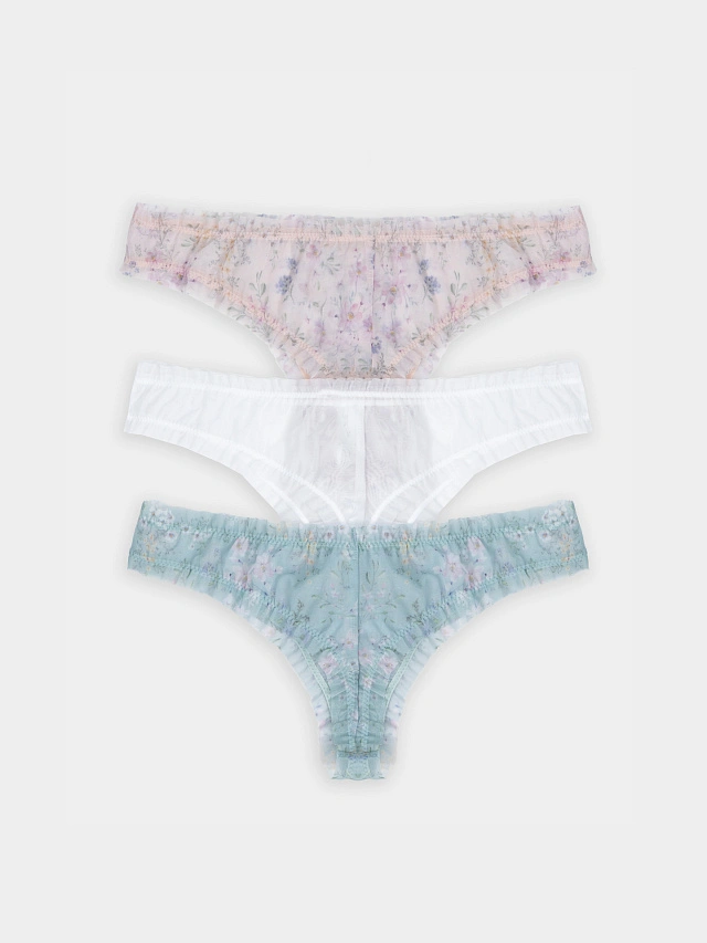 Трусы бразилиана женские в наборе, 3 шт - 11