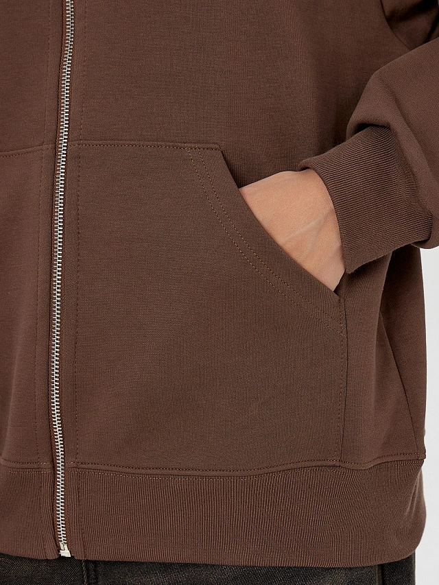 Толстовка женская коричневая на молнии - 6