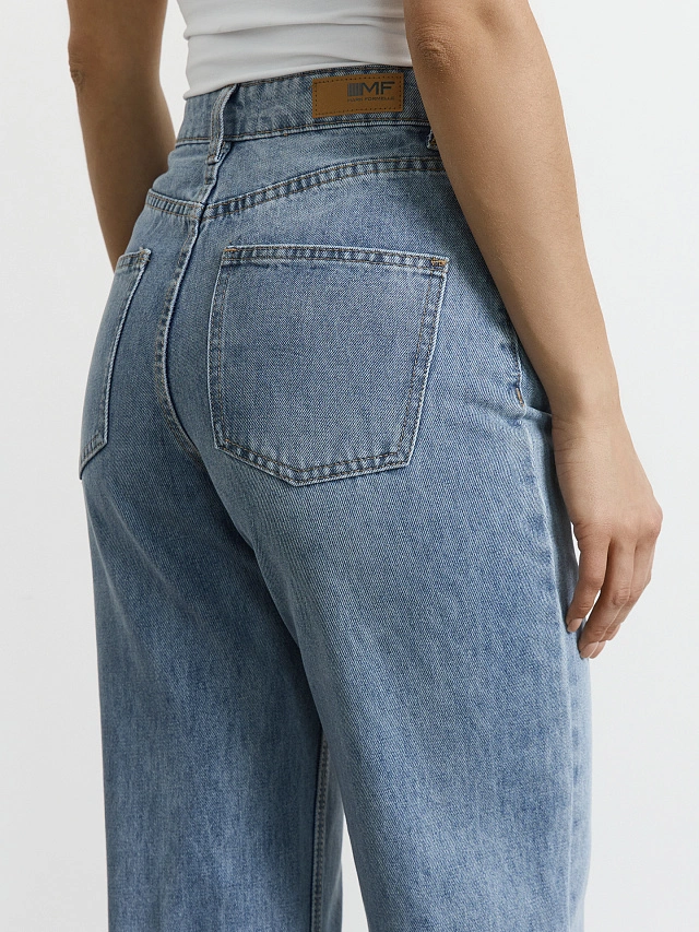 Джинсы женские Wide leg fit синие с высокой посадкой - 4
