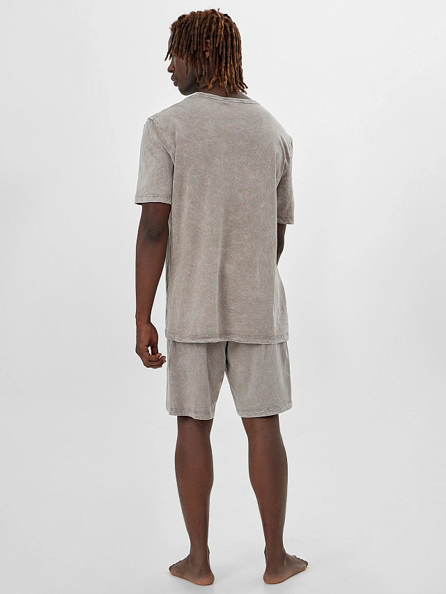 Комплект домашний мужской серый с принтом - 3