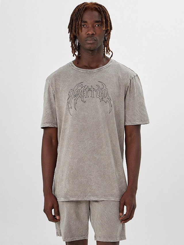 Комплект домашний мужской серый с принтом - 4