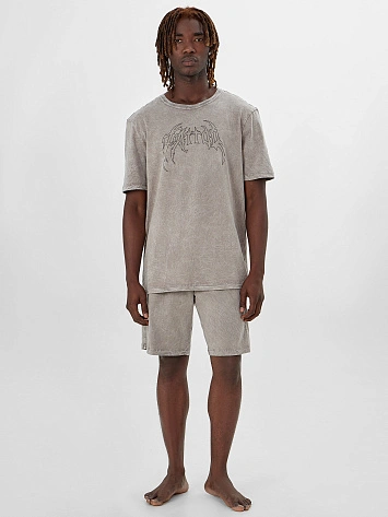 Комплект домашний мужской серый с принтом