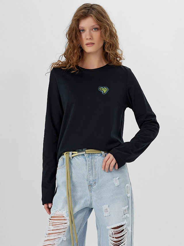 Лонгслив женский черный - 6