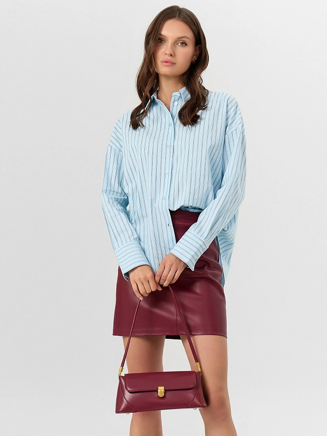 Рубашка женская голубая в полоску - 8