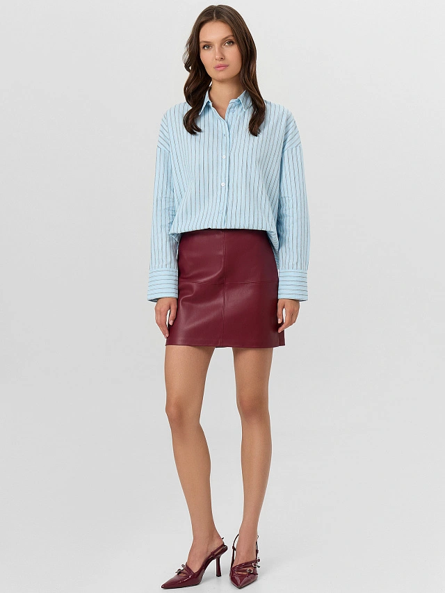 Юбка женская бордовая кожаная - 5