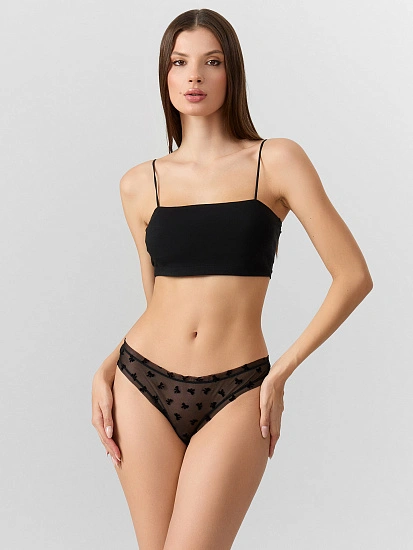 картинка Трусы бразилиана женские черные из сеточки  от магазина стильной одежды Mark Formelle