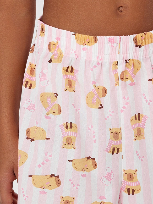 Комплект домашний для девочек с надписью "Capy Holidays" - 7