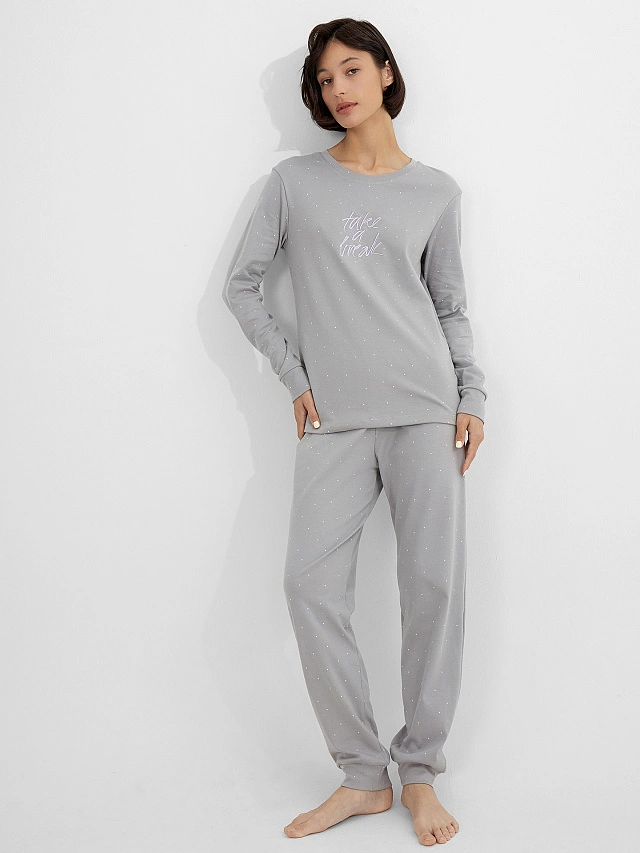 Комплект женский домашний серый с надписью "Take a break" - 3