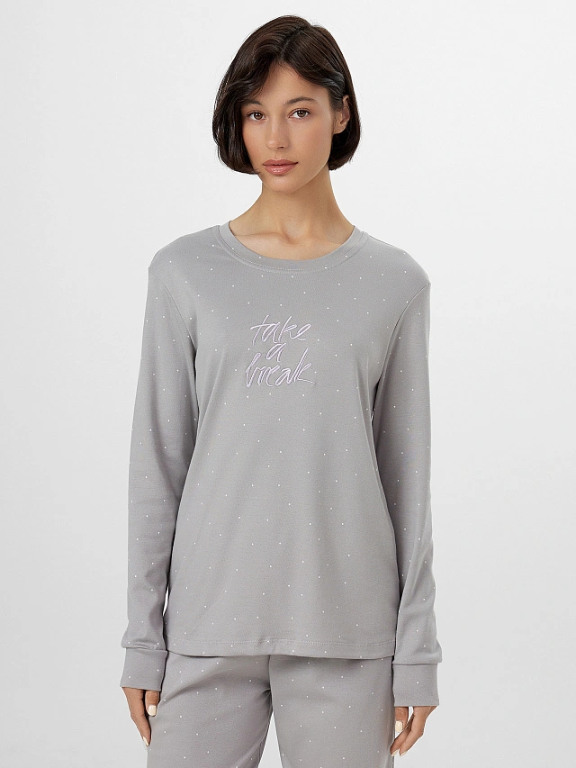 Комплект женский домашний серый с надписью "Take a break" - 5