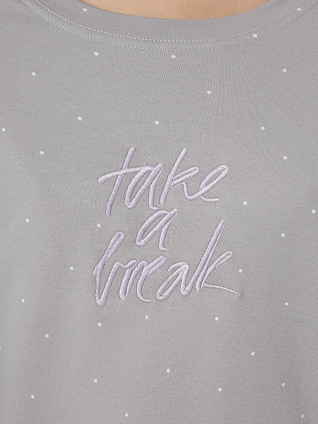 Комплект женский домашний серый с надписью "Take a break" - 9