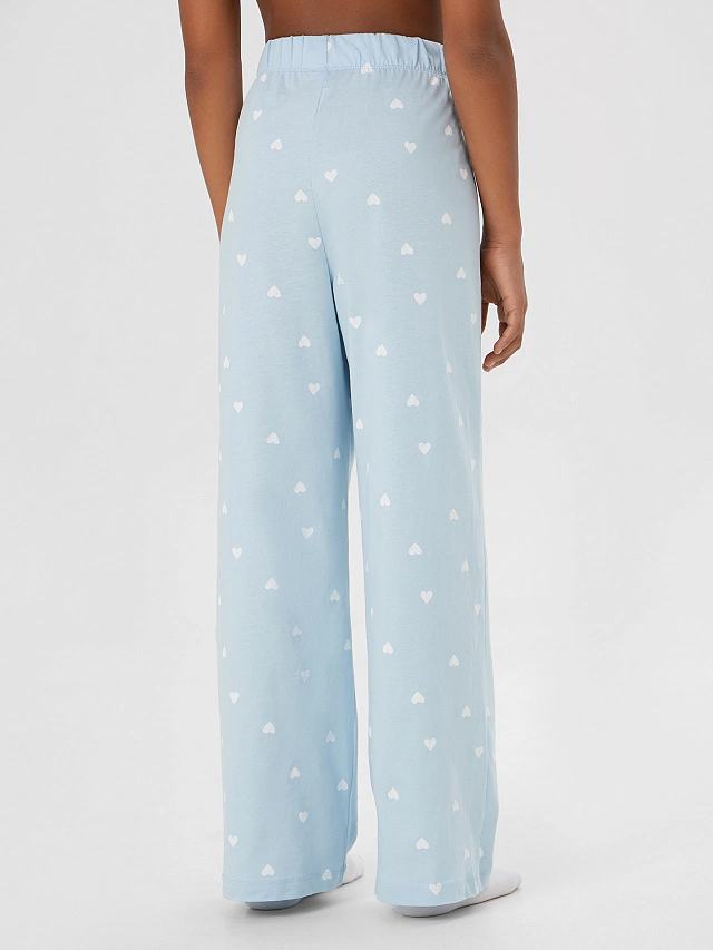 Комплект для девочек голубой с принтом сердечки - 8