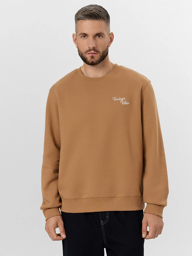 Свитшот мужской бежевый с надписью "Vintage vibes" - 3