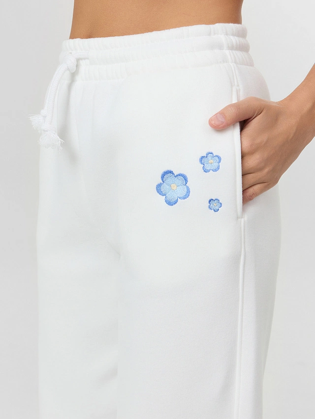 Брюки женские белые с печатью - 4